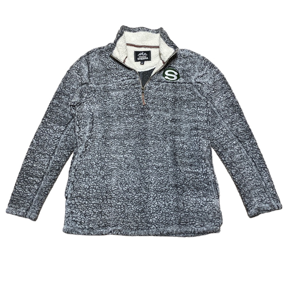 Grizzly Sherpa Quarter Zip Sweater Women’s M Grey “S” Pullover Long Sleeve Top